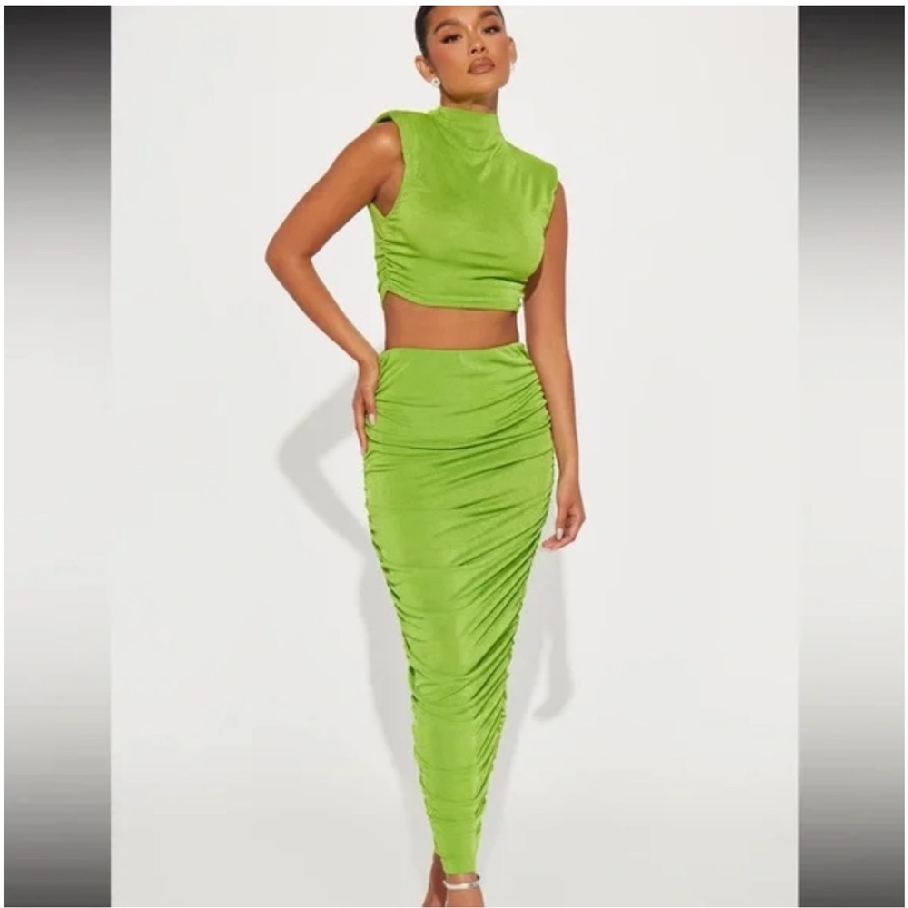 FASHION NOVA Kayline Slinky Skirt Set Brand New